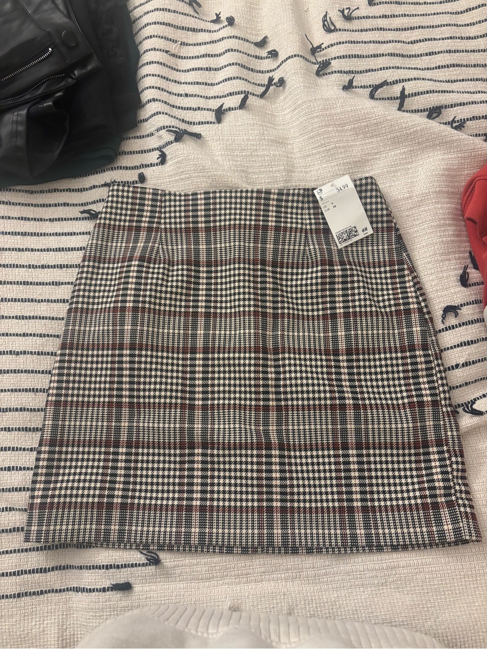 H&M Plaid Mini Skirt - Black, Cream & Brown Check
